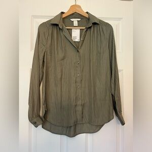 H&M Green Button Up